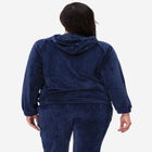 Stretch Velour Zip Front Long Sleeve Jacket With Hood image number 1