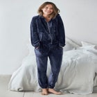 Stretch Velour Zip Front Long Sleeve Jacket With Hood image number 0