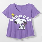 Peanuts Purple Snoopy V-Neck Point Hem Tee image number null