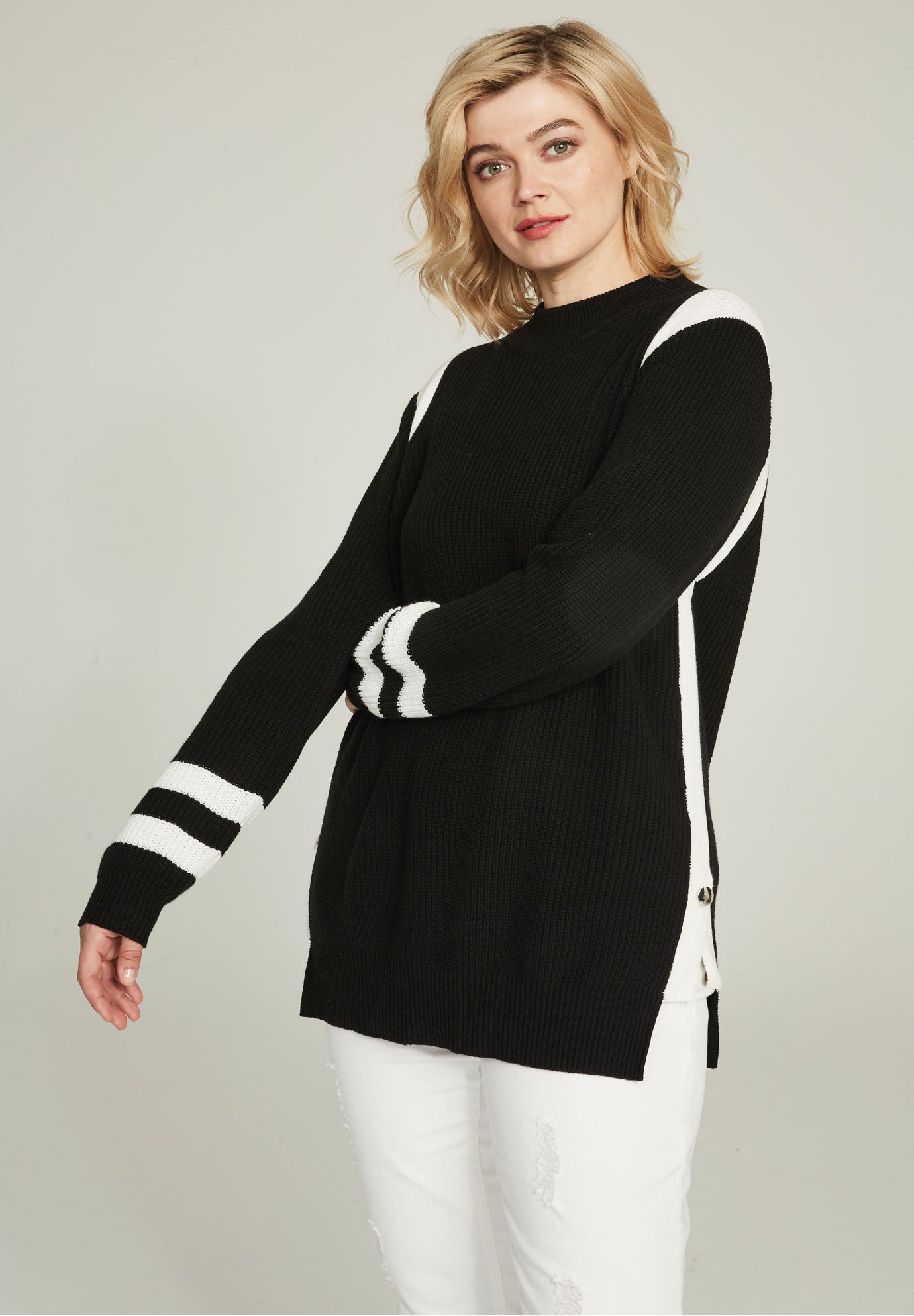 Side Stripe Mockneck Sweater image number 2