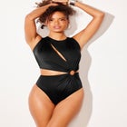 Shimmer High Neck Cut Out Ring One Piece Swimsuit image number null