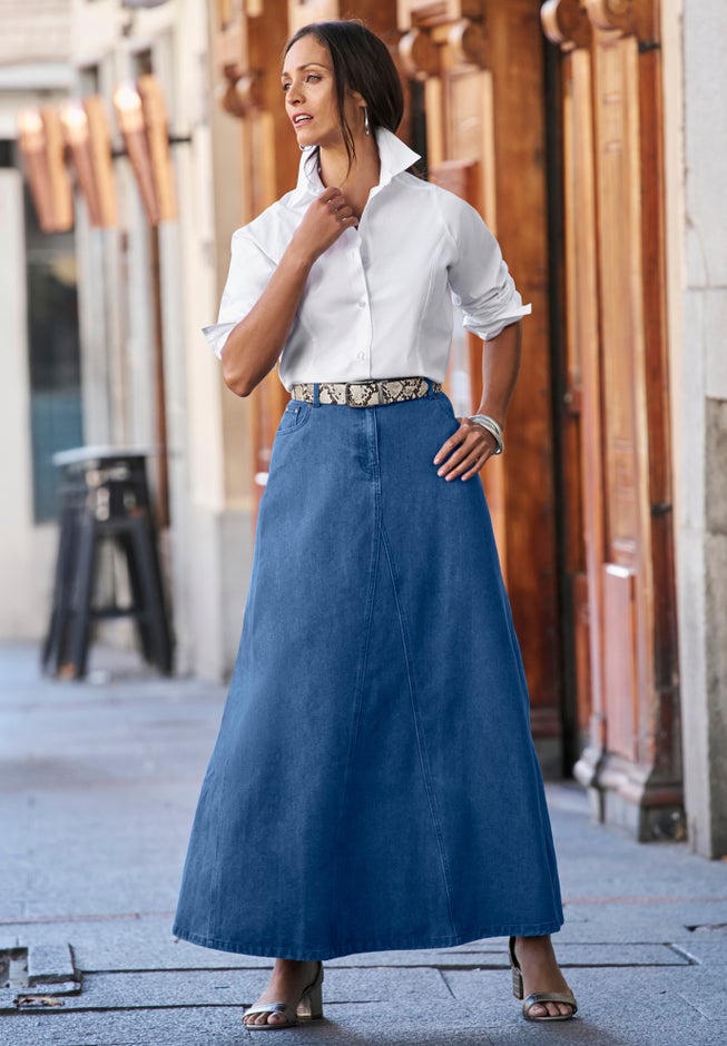 Denim Inset Maxi Skirt image number 4