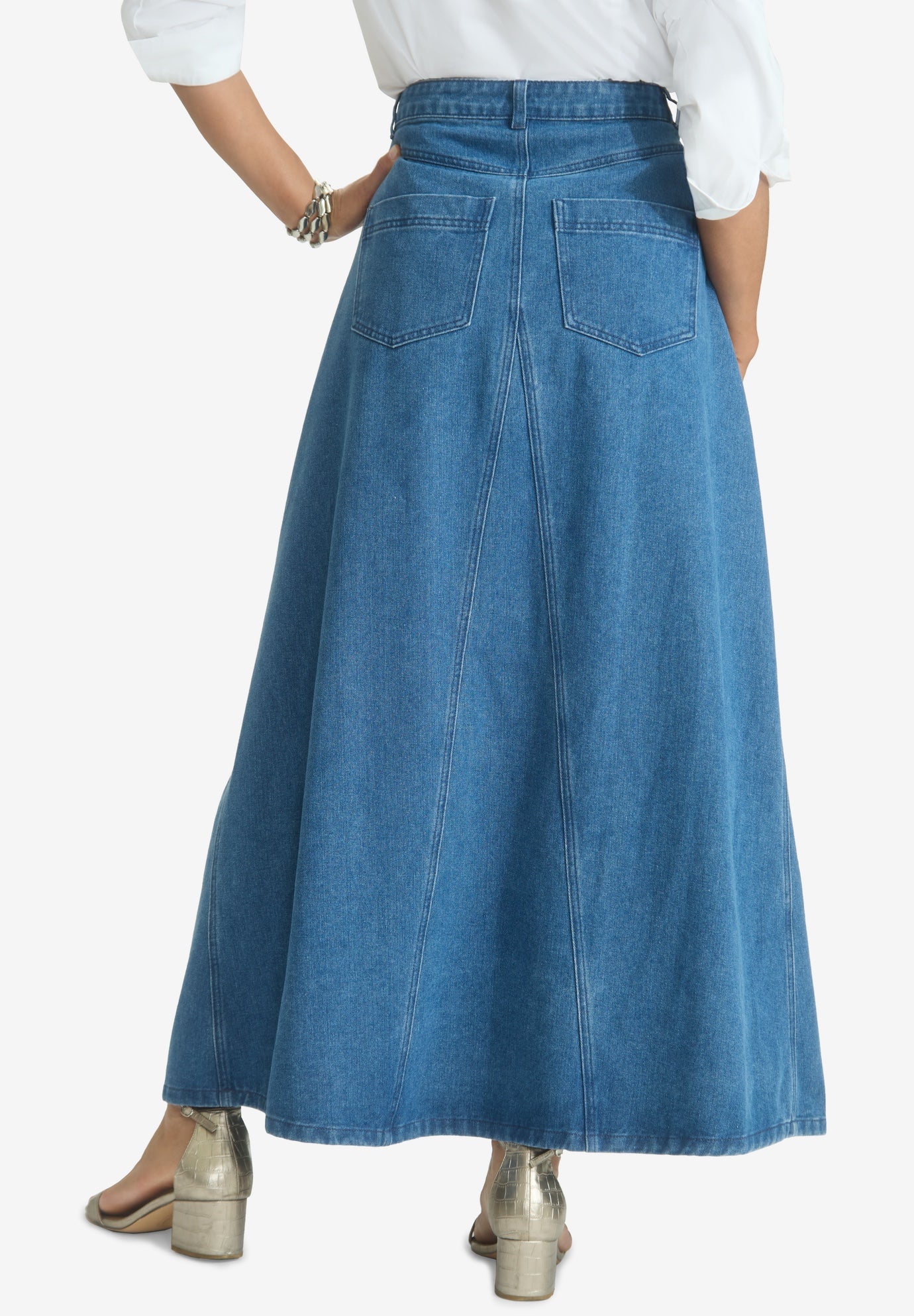 Denim Inset Maxi Skirt image number 1