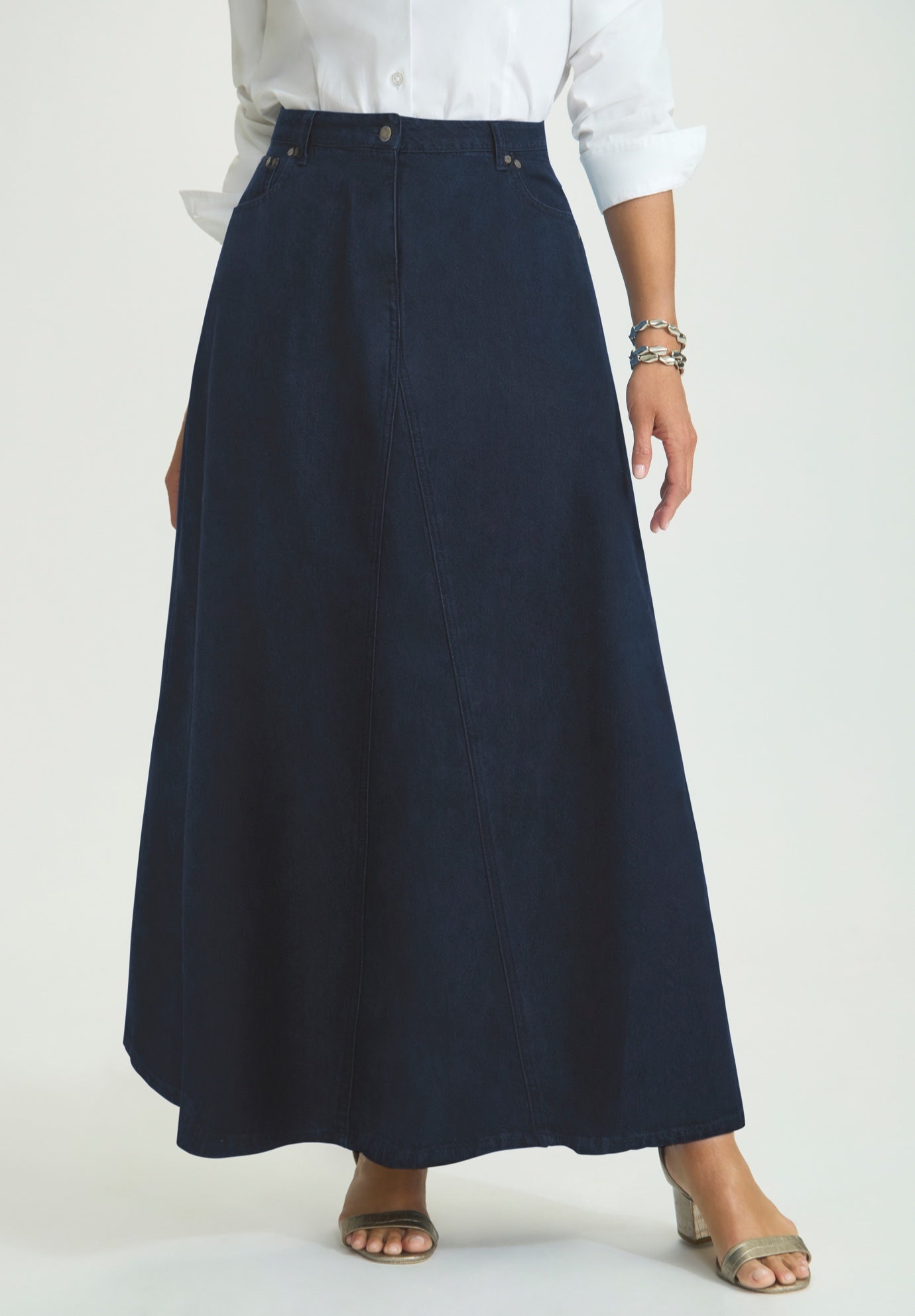 Denim Inset Maxi Skirt image number 0