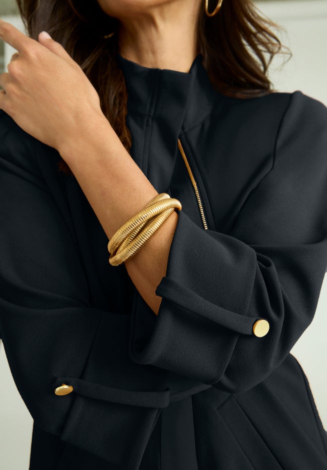 Knit Crepe Winged Collar Set image number 4