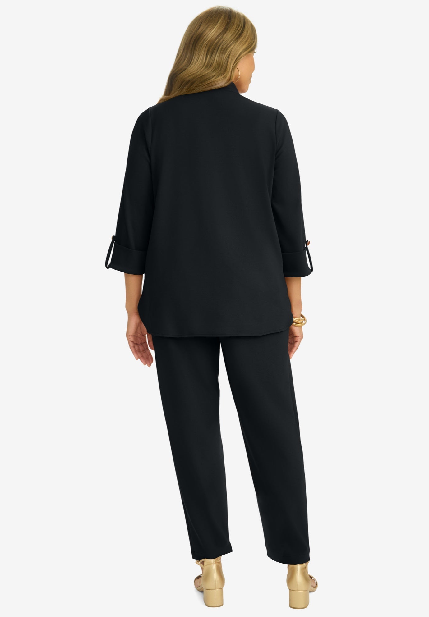 Knit Crepe Winged Collar Set image number 2