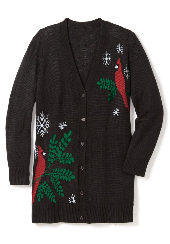 Holiday Button-Front Cardigan image number 1