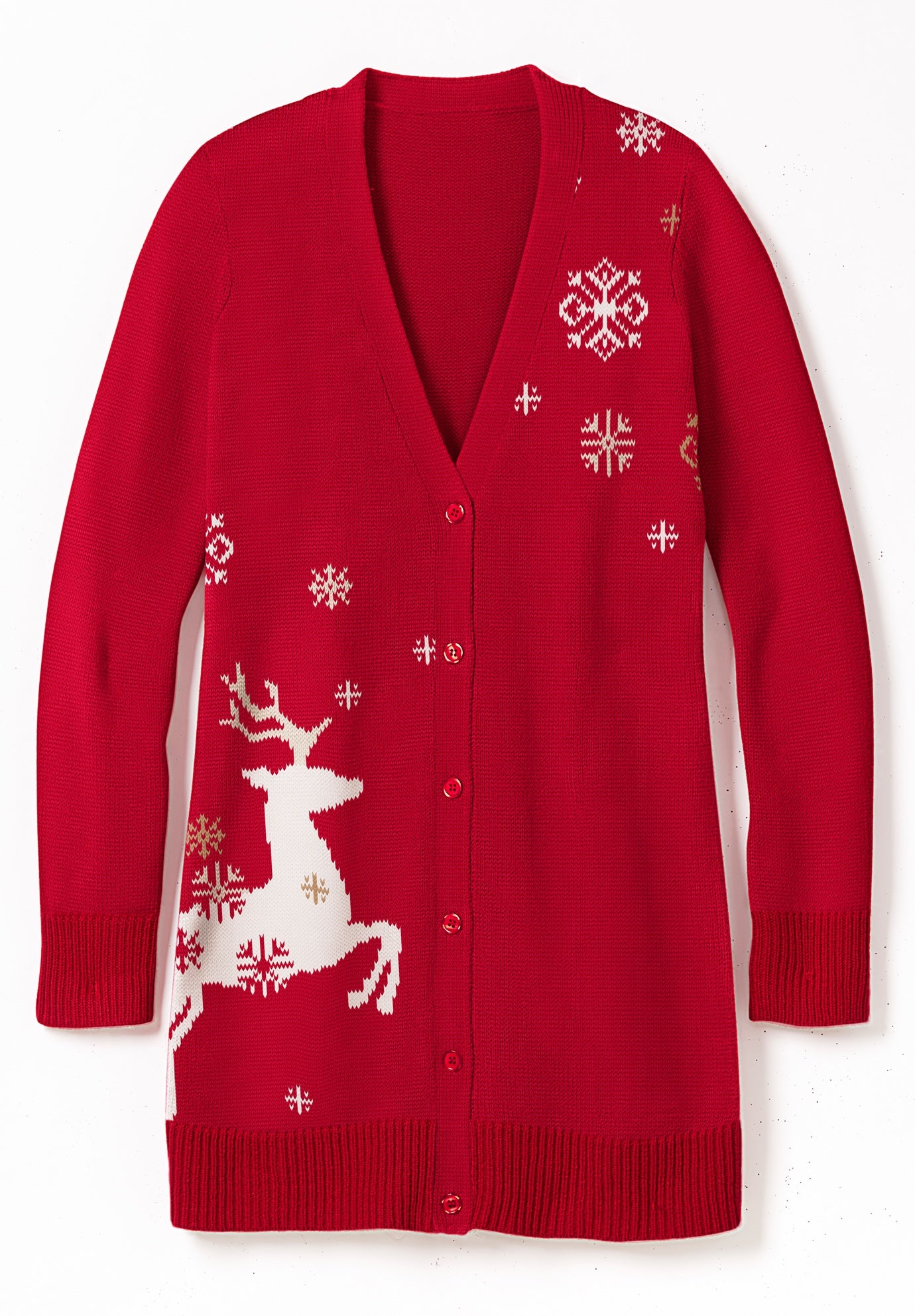 Holiday Button-Front Cardigan image number 3