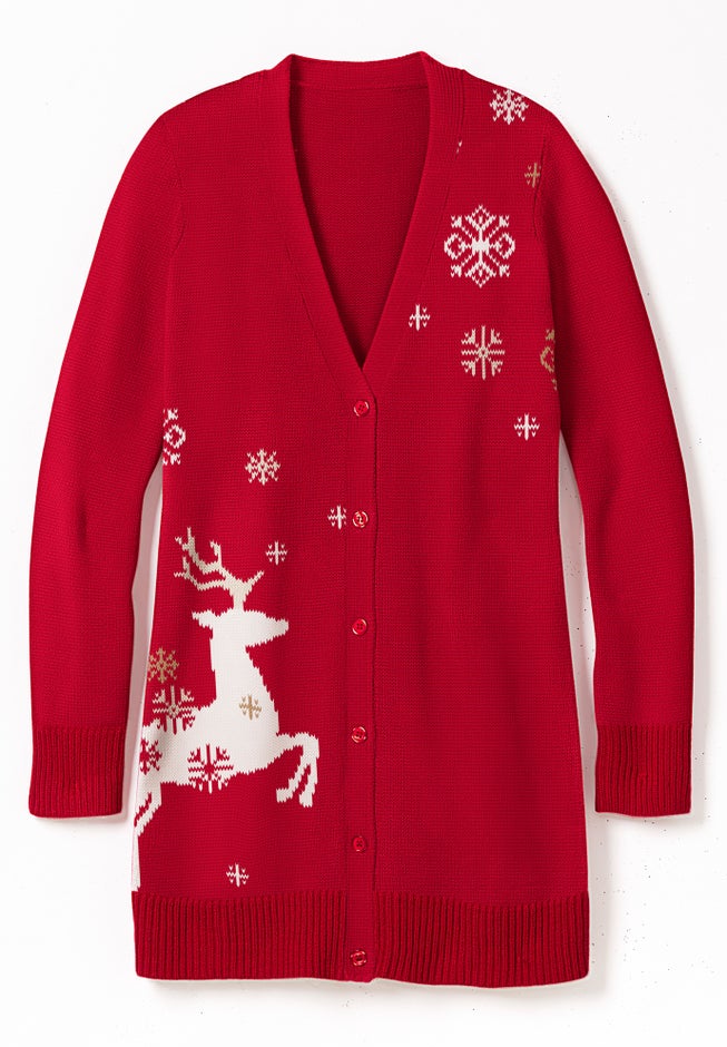 Holiday Button-Front Cardigan image number 3