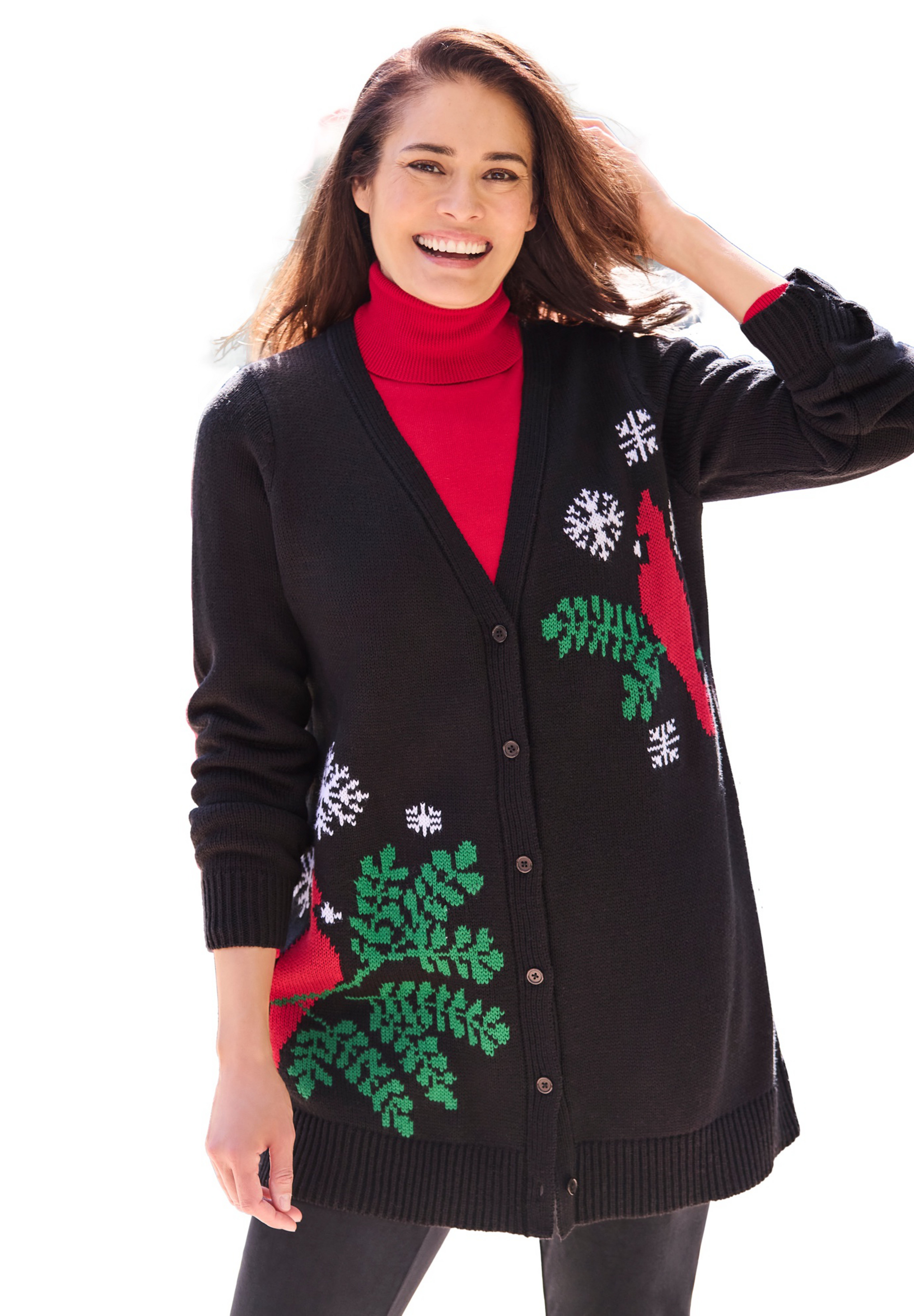Holiday Button-Front Cardigan image number 0