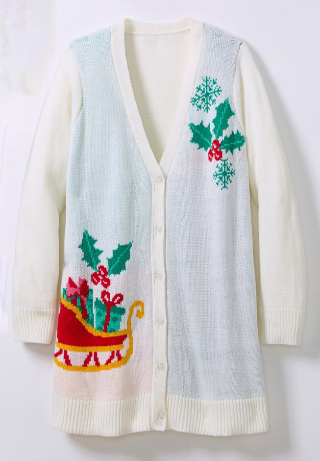 Holiday Button-Front Cardigan image number 2