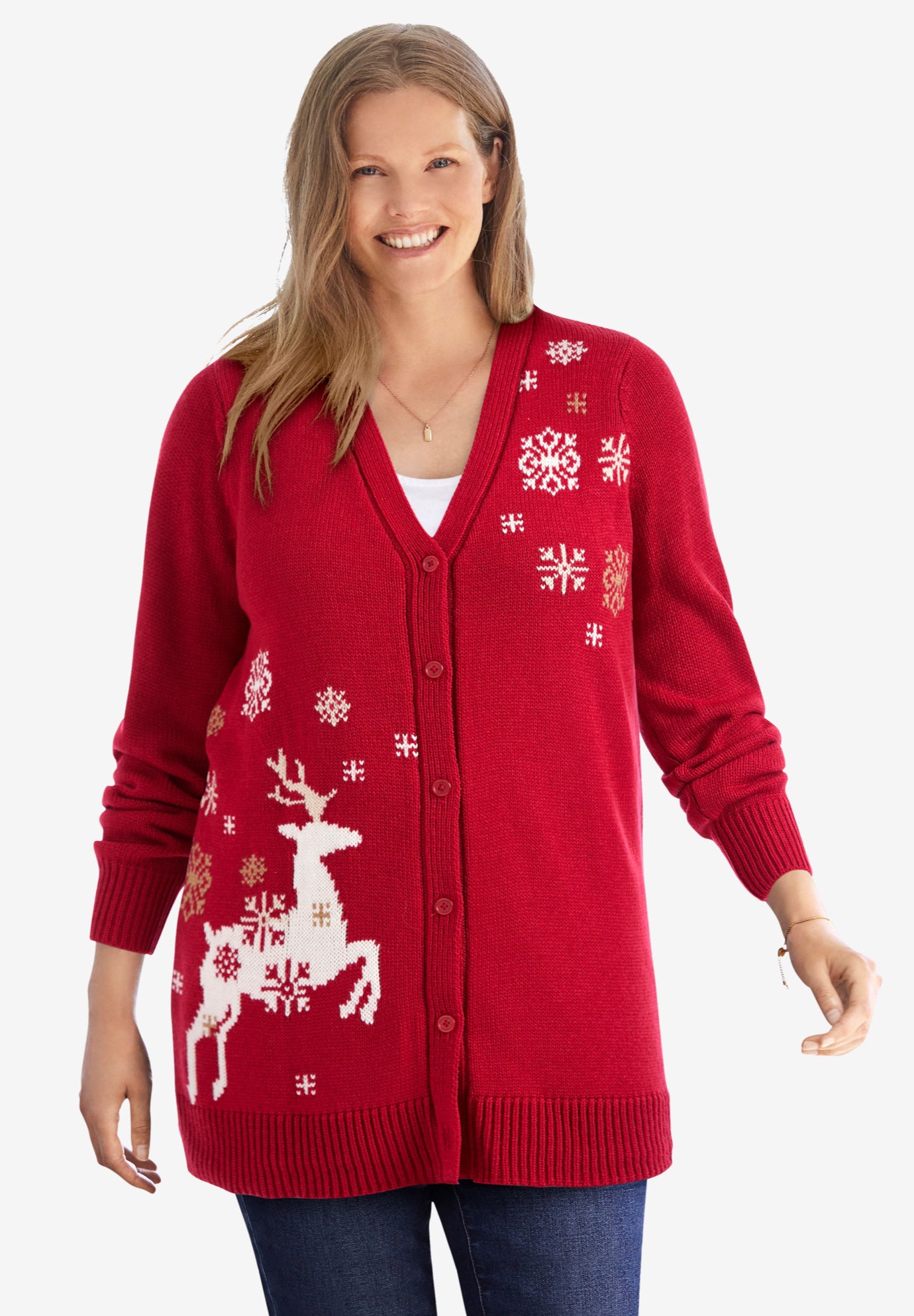 Holiday Button-Front Cardigan image number 0
