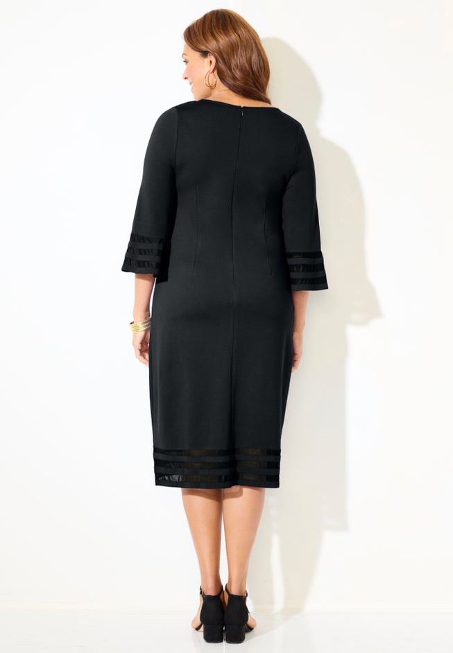Bell Sleeve Ponte Mesh Shift Shirtdress image number 1