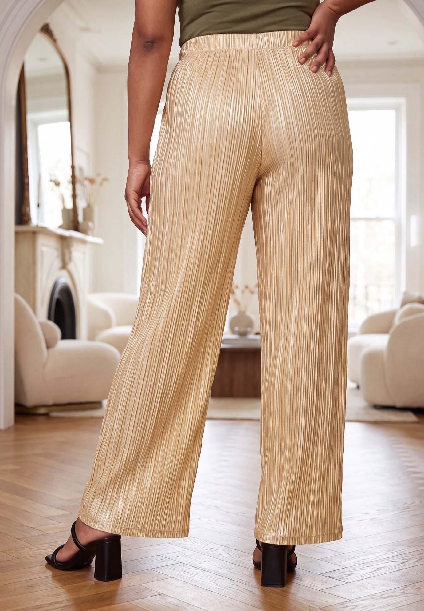 Plisse Wide-Leg Trouser image number 1