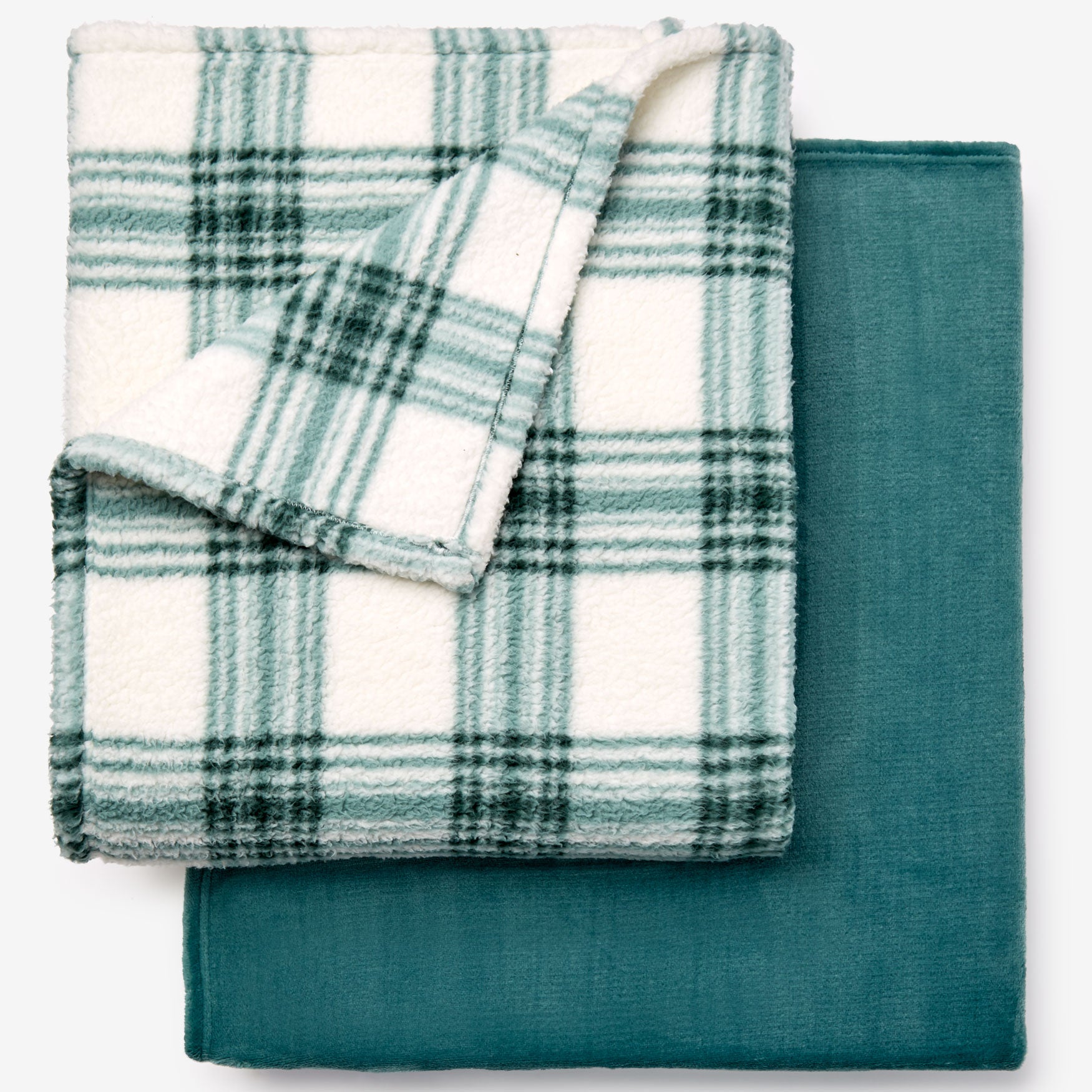 Ultra-Cozy Sherpa Fleece Blanket & Matching Throw Set image number 0