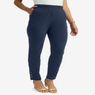 Stretch Soft Knit Slim Straight Snap Pant image number null