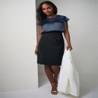 Tummy Control Bi-Stretch Pencil Skirt image number null