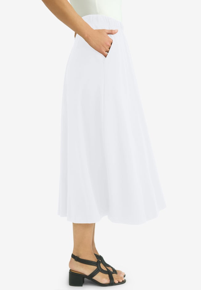 Soft Ease Cotton Knit Swing Skirt image number 1