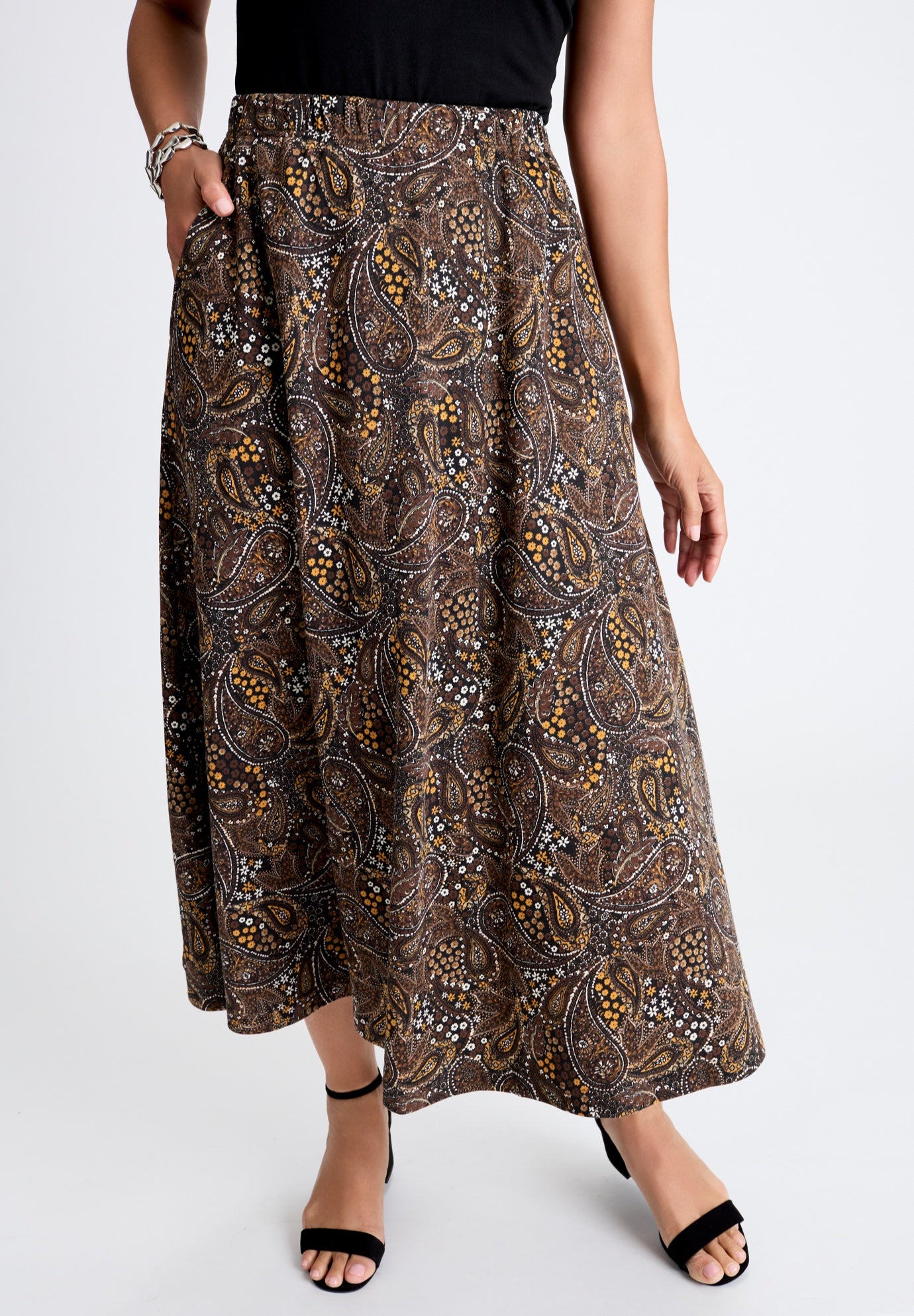 Soft Ease Cotton Knit Swing Skirt image number 0