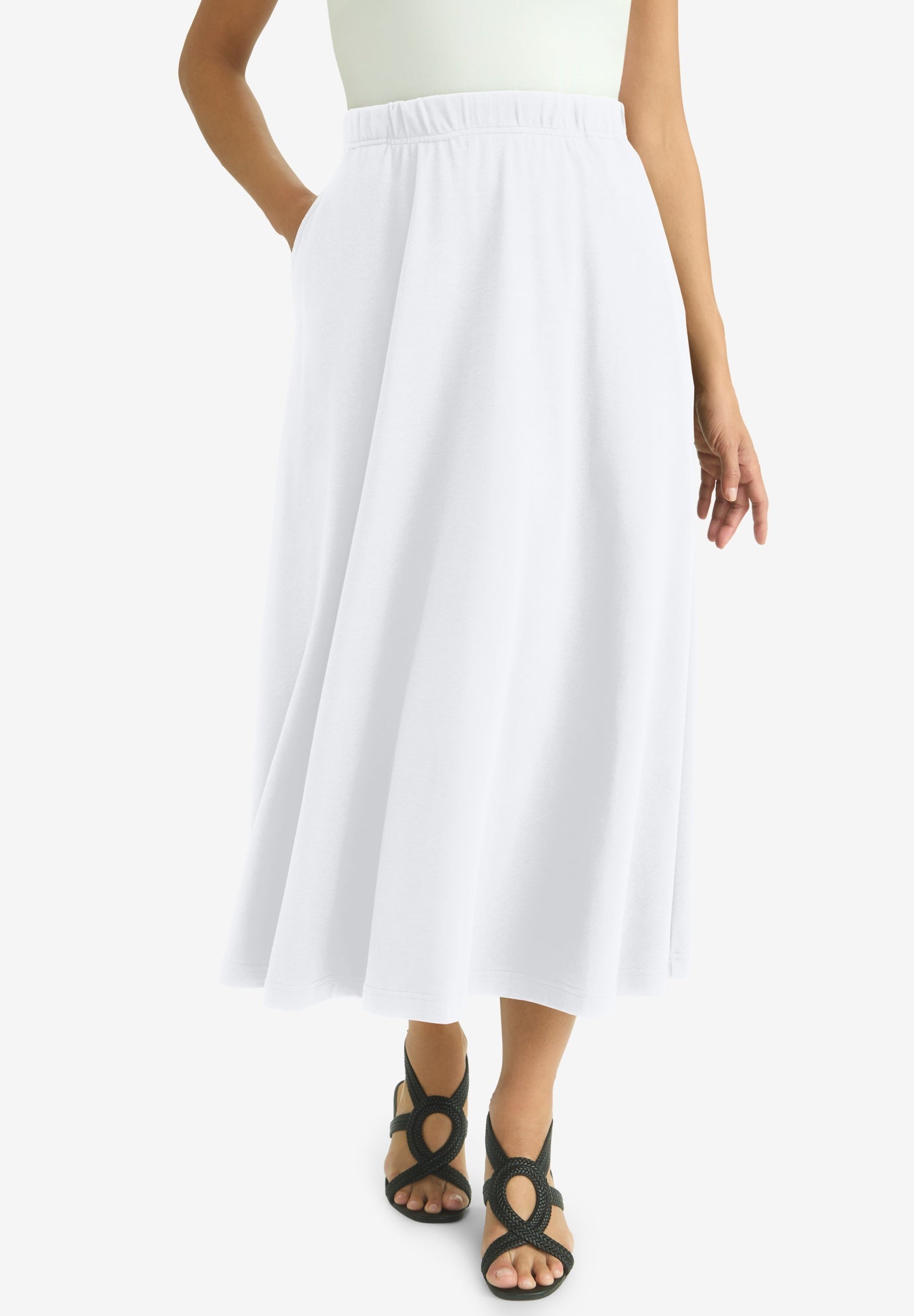 Soft Ease Cotton Knit Swing Skirt image number 0