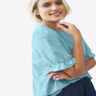 Short Puff Sleeve Eyelet Tee image number null
