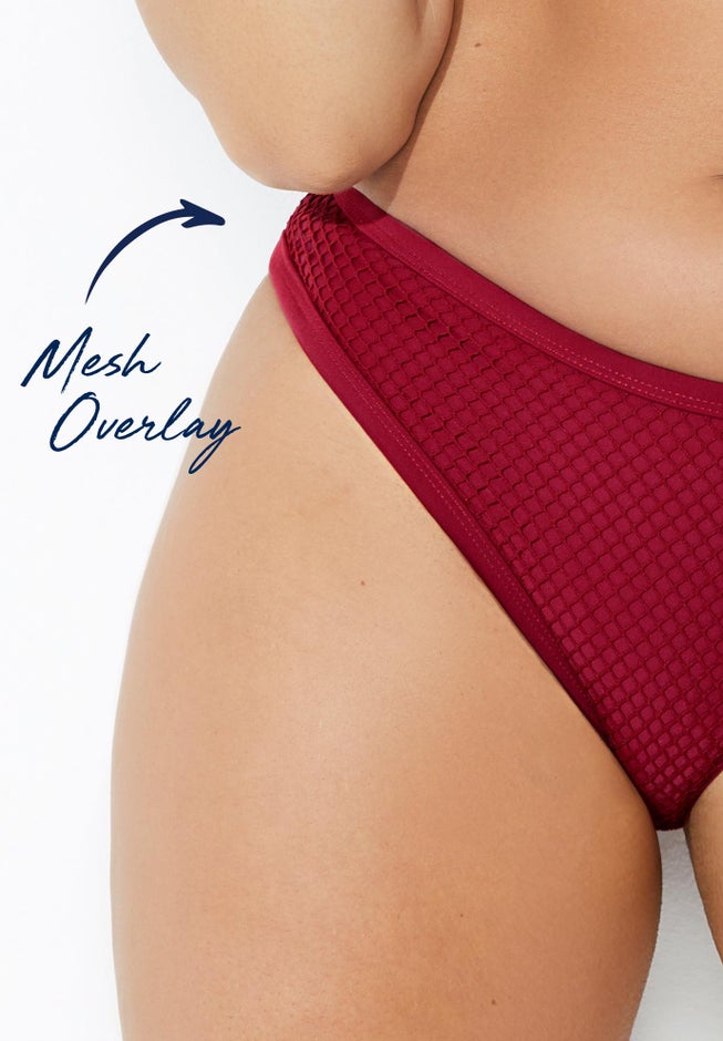 Knit Mesh Overlay Bikini Bottom image number 4