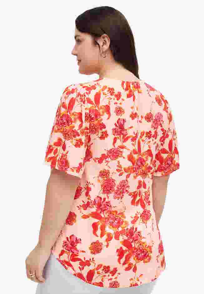 Short Flutter Sleeve V-Neck Tunic image number 1