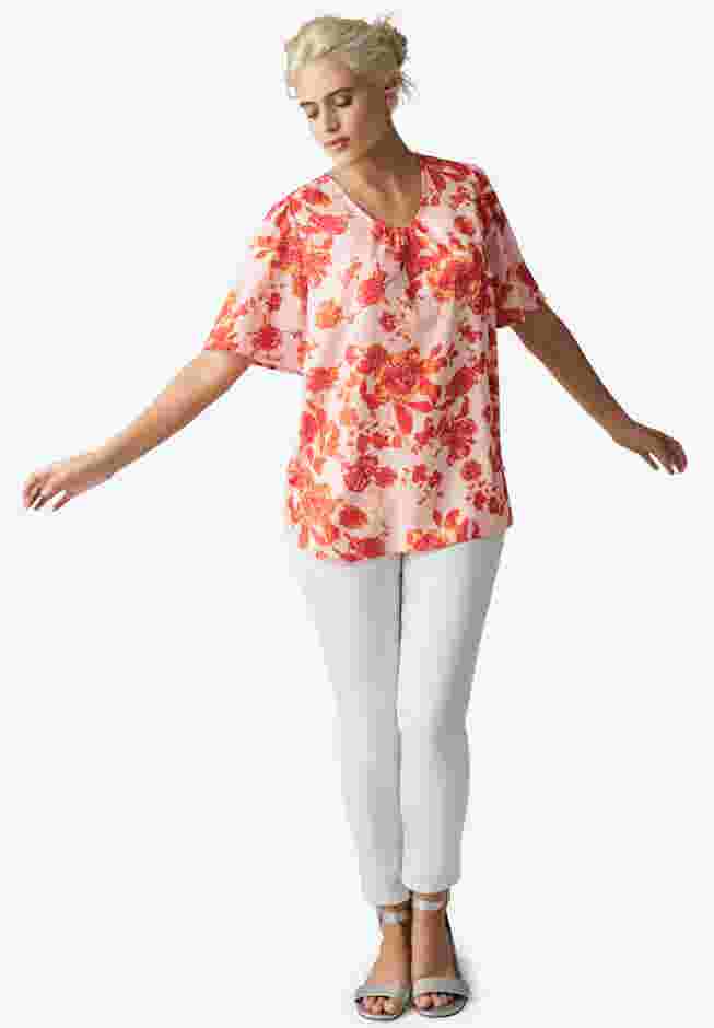Short Flutter Sleeve V-Neck Tunic image number 2