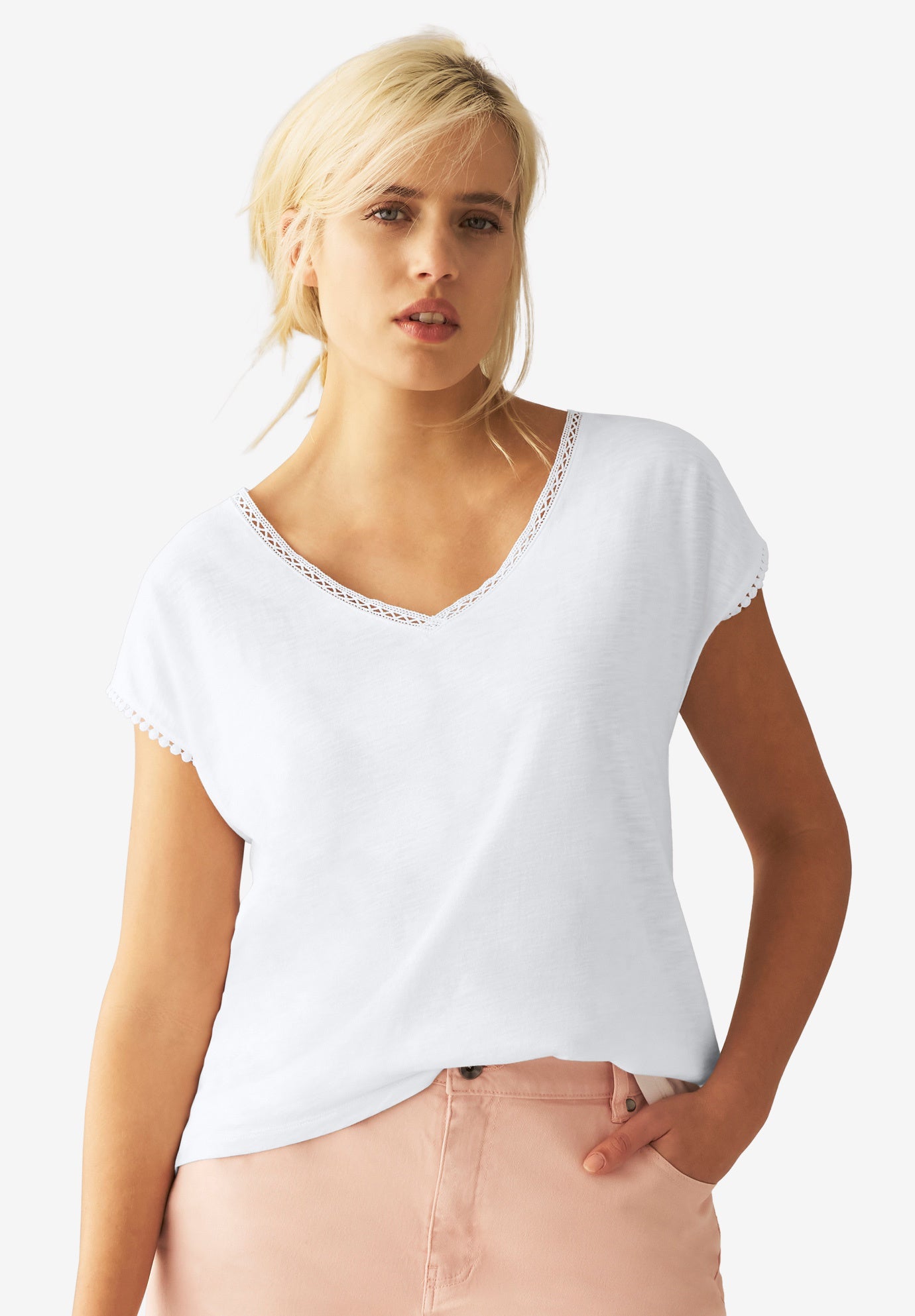 Crochet Trim Tee image number 0