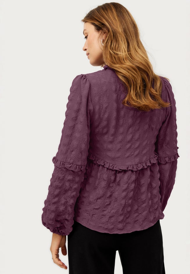 Ruffle Trim V-Neck Babydoll Blouse image number 1