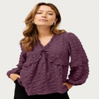 Ruffle Trim V-Neck Babydoll Blouse image number 0