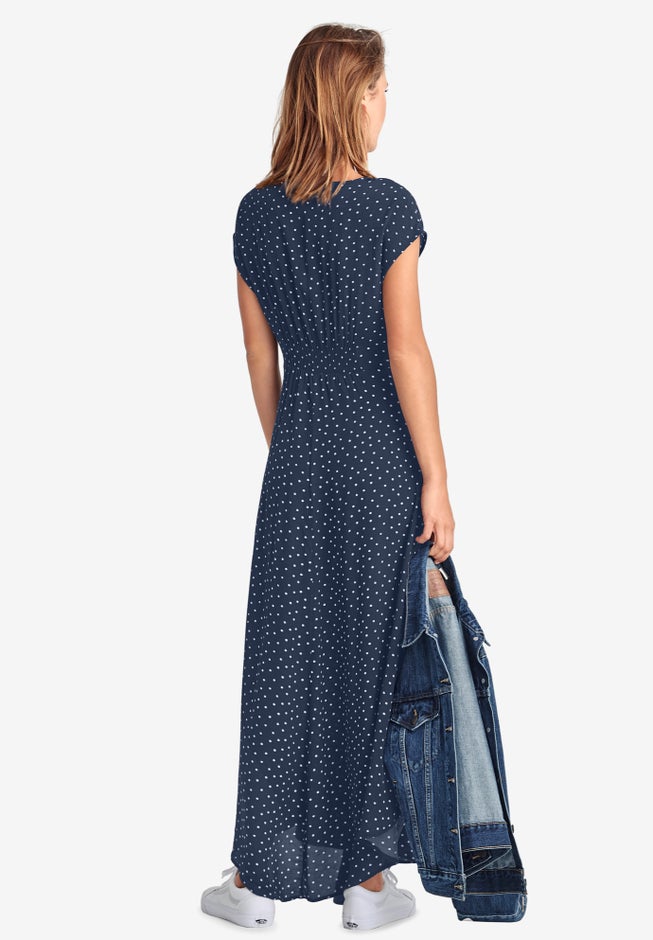 maxi dress with tie front Tie-Front Tiered Maxi Dress