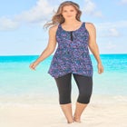 Longer-Length Handkerchief Hem Tankini Top image number 0