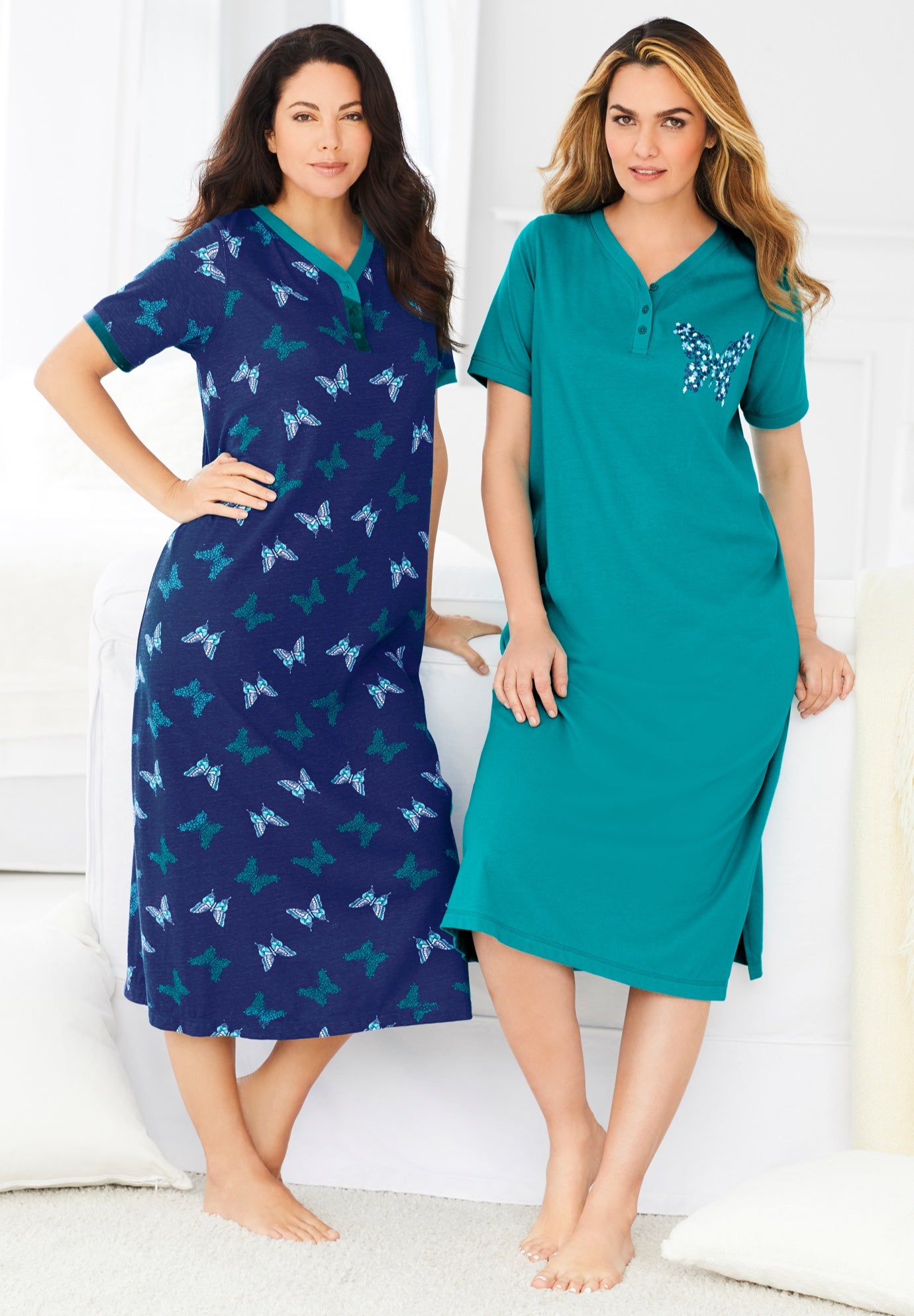 2-Pack Long Henley Sleepshirt  image number 4