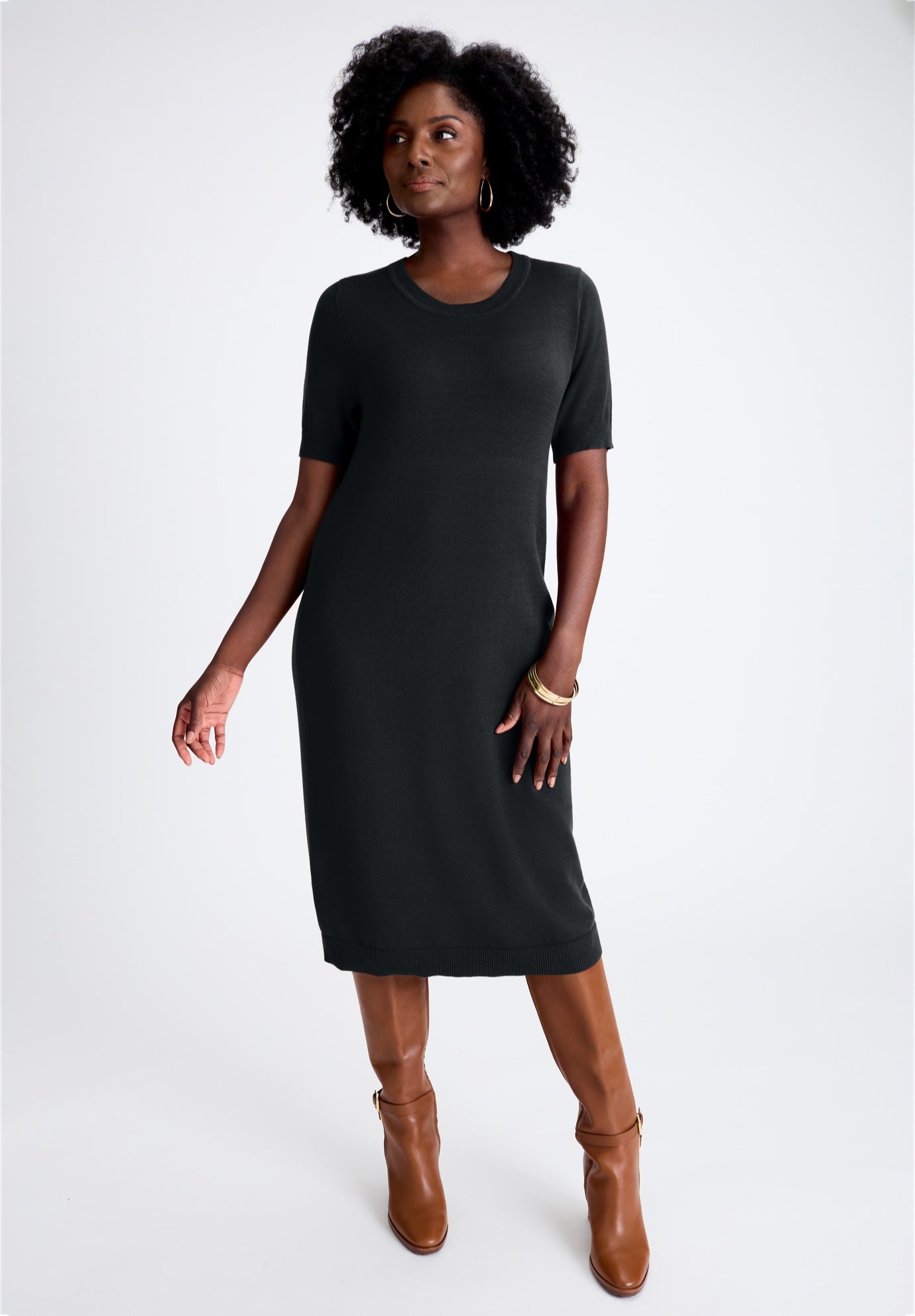 Cable Knit Cape Sweater Dress image number 1