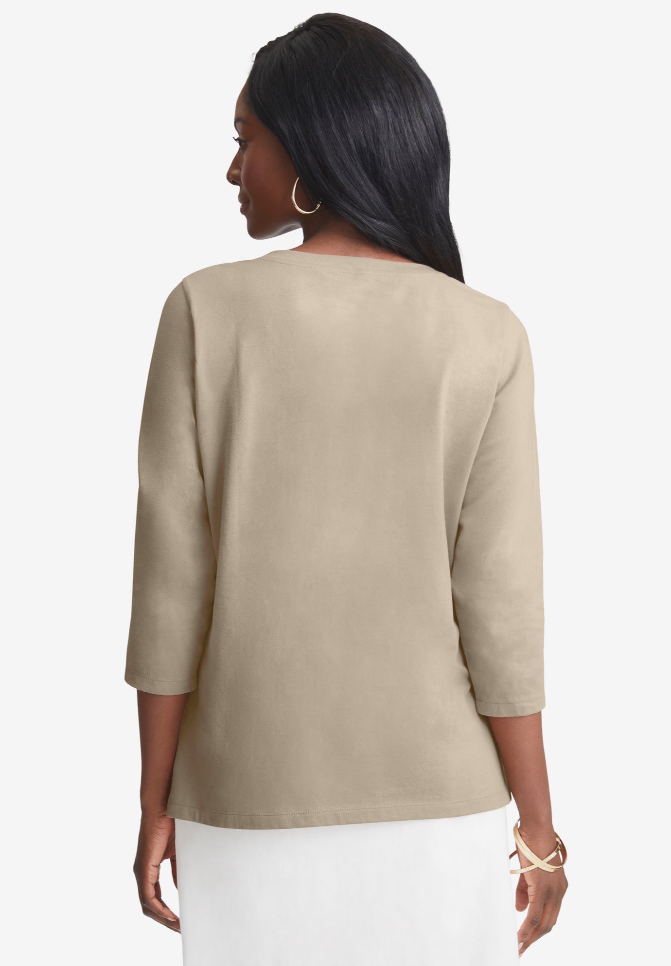 Stretch Cotton Embroidered Tee image number 3