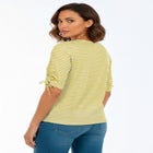 Stretch Cotton Tie Sleeve Square Neck Tee image number null