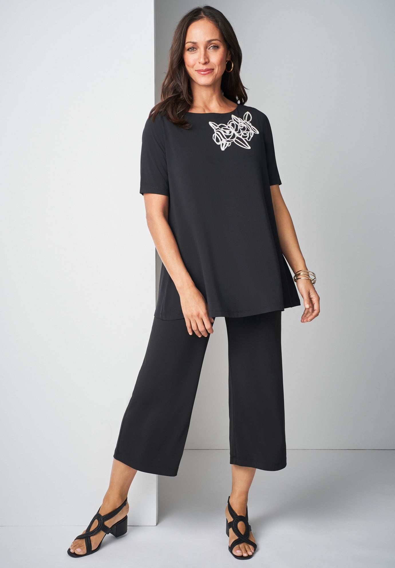 Stretch Knit Boatneck Swing Tunic image number 0