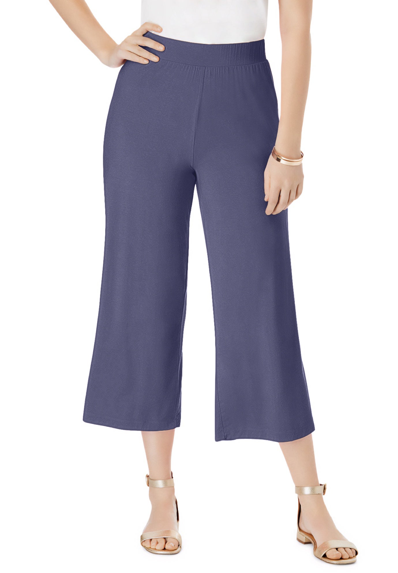 Everyday Stretch Knit Wide Leg Crop Pant image number 0
