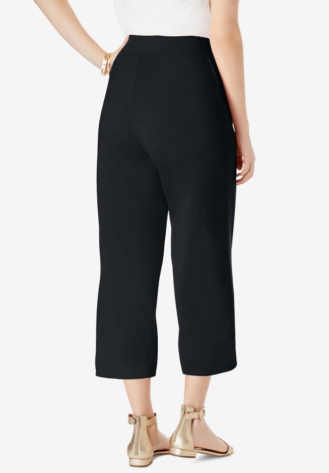 Everyday Stretch Knit Wide Leg Crop Pant image number 2