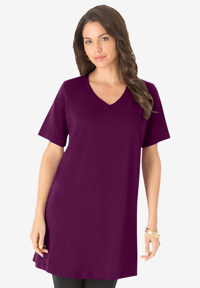 Plus Size Cotton Short Sleeve V-Neck Ultimate Tunic image number 2