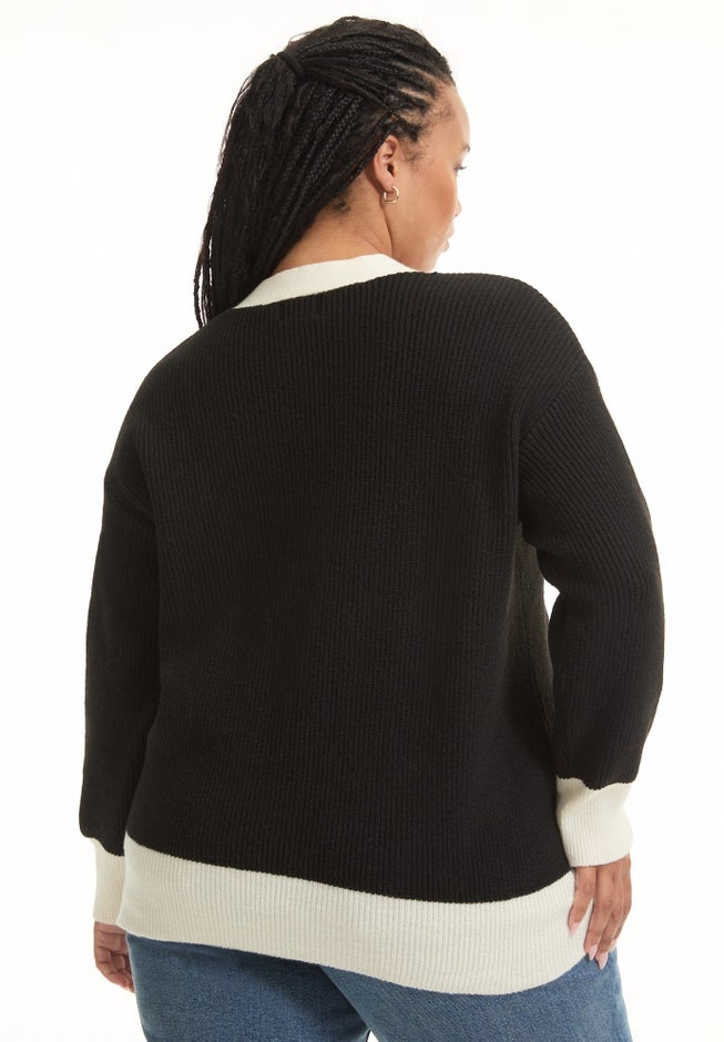 Contrast V-Neck Cardigan image number 1