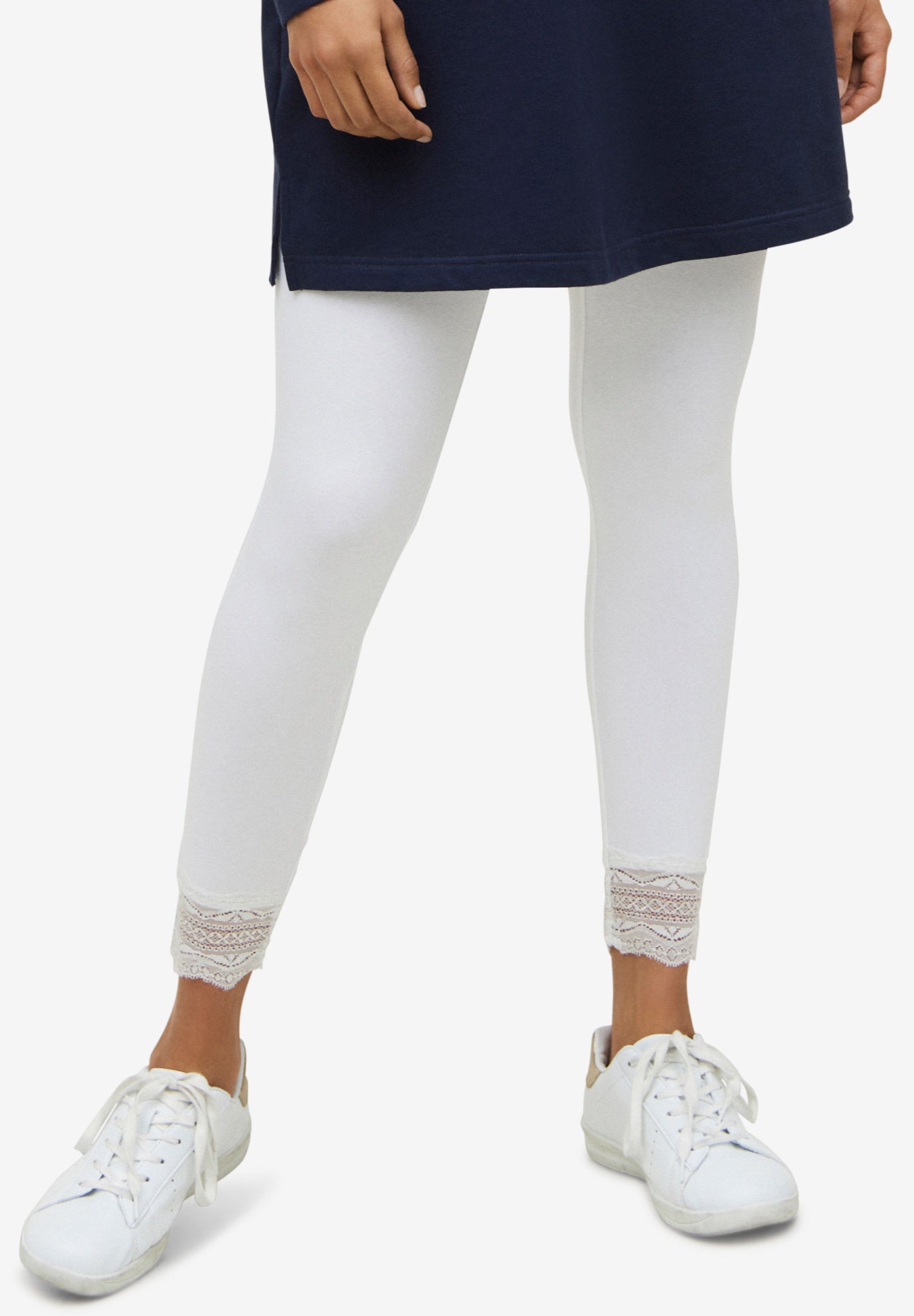 Scallop Lace Hem Leggings image number 0