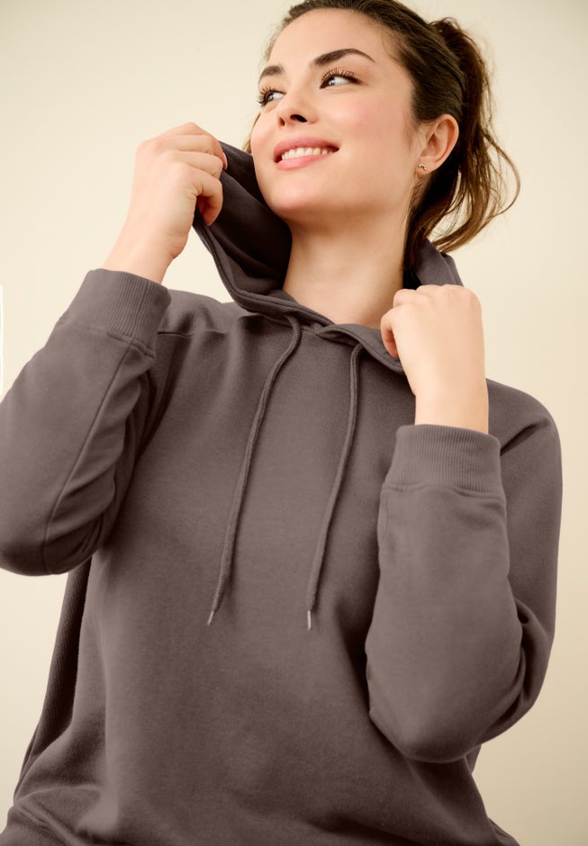 Hooded Fleece Boxy Sweatshirt image number 2