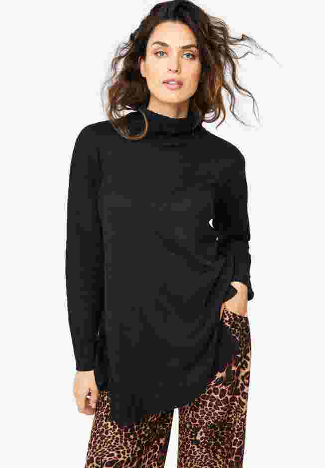 Ribbed Turtleneck Tunic Sweater image number 3