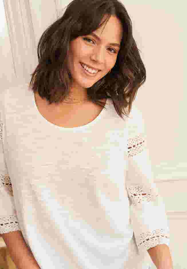 Eyelet Trim Tee image number 2