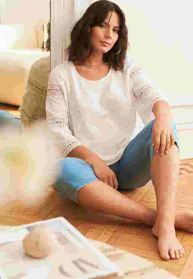 Eyelet Trim Tee image number 1