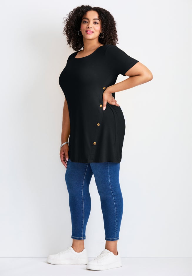 Button Detail Tunic Tee image number 1