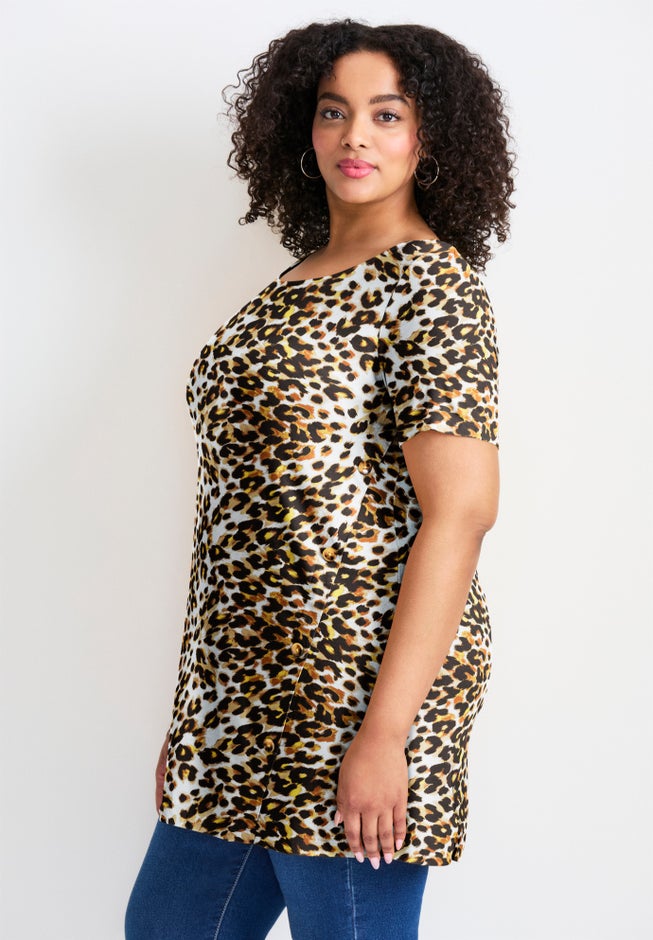 Button Detail Tunic Tee image number 1