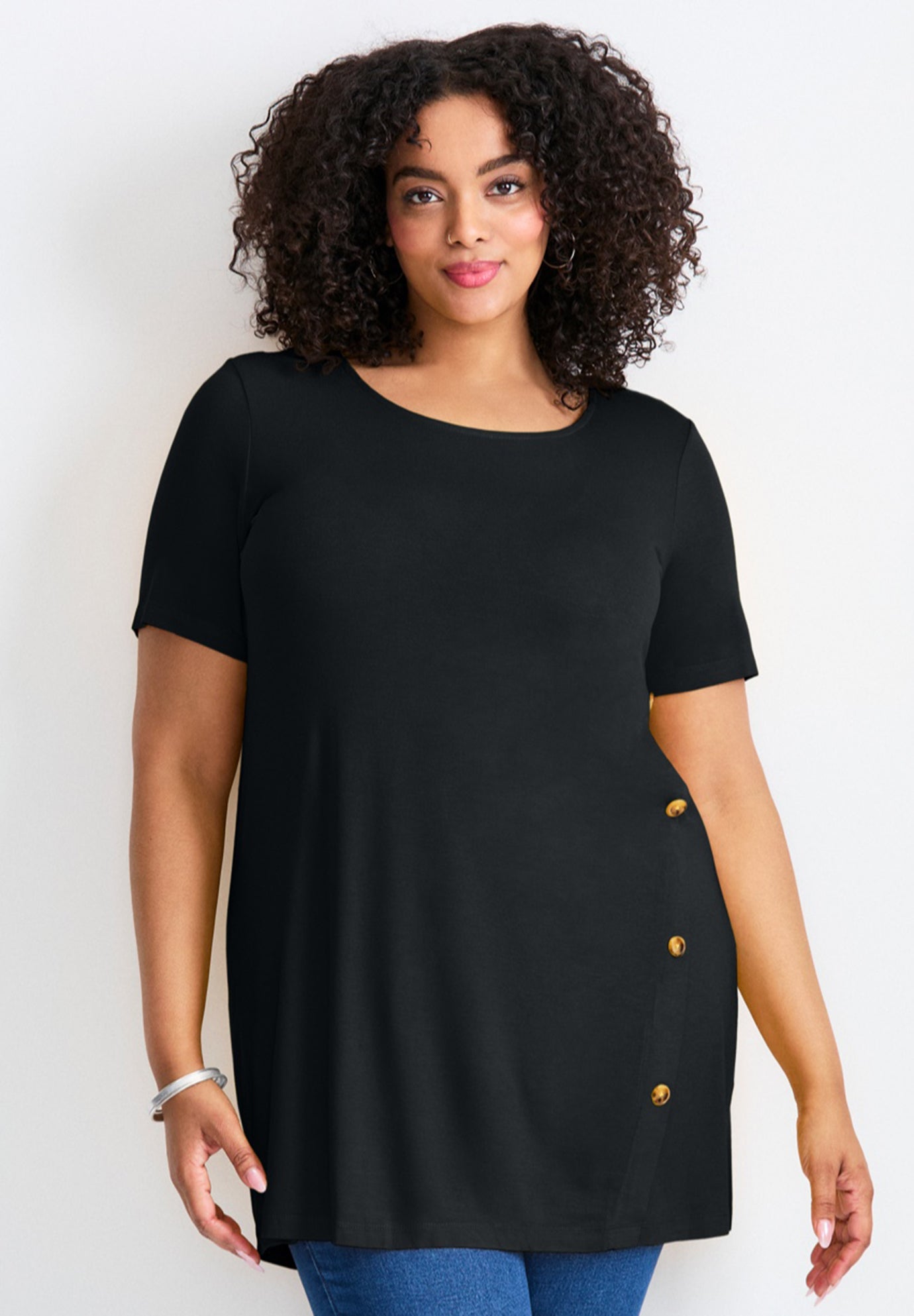 Button Detail Tunic Tee image number 0